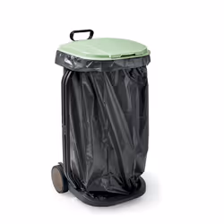 SACK TROLLEY RECO, carrello in PLASTICA RICICLATA,per raccolta erba,fogliame,rifiuti,con coperchio e ruote,made in Italy