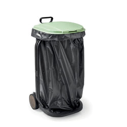 SACK TROLLEY RECO, carrello in PLASTICA RICICLATA,per raccolta erba,fogliame,rifiuti,con coperchio e ruote,made in Italy