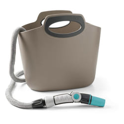GF - aquapop maxi tortora, 30 metri di tubo estensibile da giardino, in kit con borsa in plastica, lancia per irrigazione, presa rubinetto e raccordi
