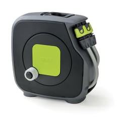 GF - aquabag style verde lime, mini avvolgitubo per l'irrigazione del giardino con 11,5 metri di tubo, lancia ergonomica 8 getti e raccordi,