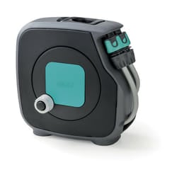 GF - aquabag style azzurro, mini avvolgitubo per l'irrigazione del giardino con 11,5 metri di tubo, lancia ergonomica 8 getti e raccordi,
