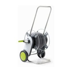 GF - concept plus metal, carrello avvolgitubo in plastica e metallo per l'irrigazione del giardino, con 25 metri di tubo da 1/2', pistola 8 getti,
