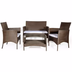 Set da giardino CAPRERA VERDELOOK CARATTERISTICHE: Set con struttura in tubo di acciaio Ø 22 mm rivestito in polyrattan sinte ...