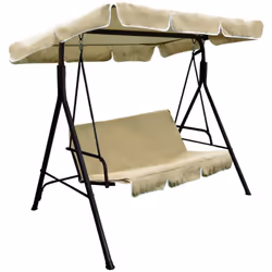 Dondolo da giardino 3 posti in acciaio con cuscino marrone 170x115x153 cm Perfetto per creare una zona relax all'aperto, ques ...