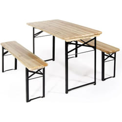 BIRRERIA SET TAVOLO+PANCHE RICHIUDIBILE TAVOLO GIARDINO LEGNO 60x120cm