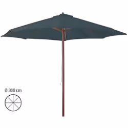 - Ombrellone rotondo in legno con palo centrale realizzato in un unico pezzo - Copertura in poliestere da 180 gr/mq, idrorepe ...