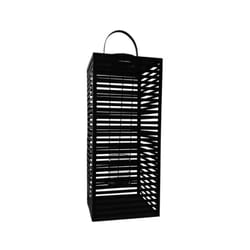 Lanterna da giardino in metallo nero, stile moderno, 25x25 cm, h. 60/70 cm
