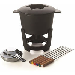 Excelsa - La Thuile Servizio Fonduta 10 Pezzi, Ceramica, Nero
