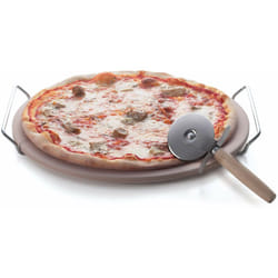 Excelsa - Nonsolopizza Pietra Refrattaria per Cottura Pizza con Tagliapizza, Acciaio Inossidabile, Naturale