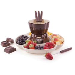 Excelsa - Chocolate Servizio Fonduta Cioccolato con Piatto 8 Pz, Ceramica, Marrone