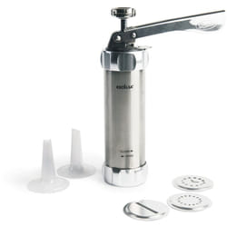Excelsa - Biscuits Macchina per Biscotti, Acciaio Inossidabile, Argento, 20 Trafile e 4 Beccucci Inclusi