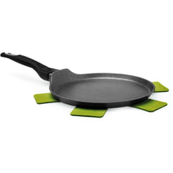 Excelsa - EcoEnergy Crepiera Antiaderente con Indicatore Termico, Diametro 25 cm, Alluminio forgiato, Nero