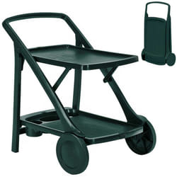 Grand Soleil - Carrello Cucina Portavivande Esterno in Resina con Vassoio Portabottiglie Verde