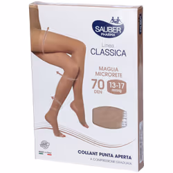 Sauber Collant Open Toe Maglia Microrete 70 Den per Compressione Confezione Singola