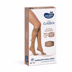 Gambaletto open toe in maglia microrete 70 den, ideale per l'estate, offre compressione e libertà delle dita. Disponibile in  ...