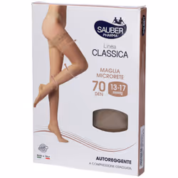 Sauber Calza Autoreggente 70 Denari Maglia Microrete Neutro Beige 3 Linea Classica
