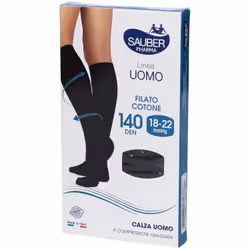 Sauber Calza Uomo Cotone 140 Denari Grande Blu per Compressione Graduata