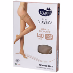 Sauber Calza Autoreggente 140 Denari Maglia Microrete Neutro Beige 2 Linea Classica per Prevenzione Varici Taglie I-IV