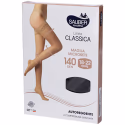 Sauber Calza Autoreggente 140 Denari Maglia Microrete Nero 2 Linea Classica per Supporto Terapeutico Taglie I-IV