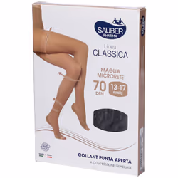 Sauber Collant Open Toe Maglia Microrete 70 Den per Compressione Confezione Singola