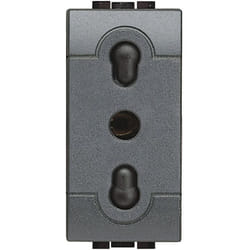 Bticino - Presa 2P+T 10/16A 250 Vac, bipasso, antracite L4180