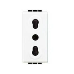 Presa 2P+T 10/16A 250 Vac, Bipasso interasse 19mm e 26mm, Alveoli schermati, Bianco Bticino N4180