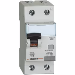 BTDIN45 - interruttore magnetotermico differenziale SALVAVITA 1P+N - tipo A - In= 20A - Icn= 4,5kA - Vn=230 Vac - Idn= 30mA - ...