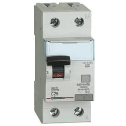 Interruttore magnetotermico differenziale Bticino 1P+N 25A 30mA tipo a 4,5kA 2 moduli GA8813A25