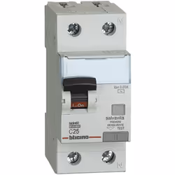 BTDIN60 - interruttore magnetotermico differenziale SALVAVITA 1P+N - Tipo AC - In= 25A - Icn= 6kA - Vn=230 Vac - Idn= 30mA - ...