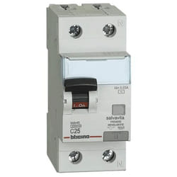 Interruttore Magnetotermico Differenziale Bticino 1P+N 25A 30mA Tipo ac 4,5kA 2 Moduli