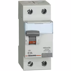 Interruttore differenziale SALVAVITA 2P - tipo AC - In= 63A - Idn= 30mA - Vn= 230/400 Vac - 2 moduli. Interruttore differenzi ...