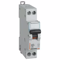 Interruttore magnetotermico Bticino, 1 modulo, attacco DIN (universale per qualsiasi centralino in commercio), poli 1P+N, 6 a ...