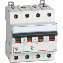 BTDIN45 - interruttore magnetotermico 4P curva C - In= 16A - Icn= 4,5kA - Vn= 400 Vac - 4 moduli. BTDIN45 - interruttore magn ...