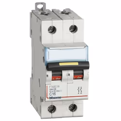 Interruttore magnetotermico Bticino, 2 moduli, attacco DIN (universale per qualsiasi centralino in commercio), poli 2P, 16 am ...