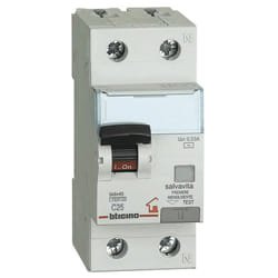 Magnetotermico differenziale Bticino 1P+N 25A 30MA f 4,5KA 2M GC8813F25