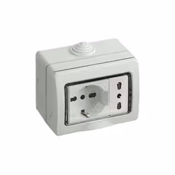 Idrobox, presa bipasso + schuko bipasso in custodia ip55 3 mod