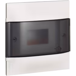 Centralino da incasso LINEA HABITA in resina termoplastica con portello fumè, 6 moduli DIN completo di scatola da incasso. Di ...