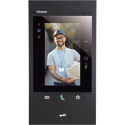 Videocitofono connesso 2 fili / Wi-Fi vivavoce nero con assistente vocale Amazon Alexa integrato, display LCD touch screen ve ...