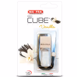MA-FRA Deo Cube Vanilla, Deodorante per ambiente in lattina, Da appendere, Trasparente, Legno, Vaniglia, 5 ml, Italia