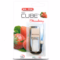 MA-FRA Deo Cube Strawberry, Deodorante per ambiente in lattina, Da appendere, Trasparente, Legno, Fragola, 5 ml, Italia