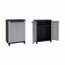 Codice: 8005646027093 Marca: TERRY. Armadio a 2 ante TERRY TWIST BLACK 680.Con 1 ripiano interno regolabile. Colore grigio e ...
