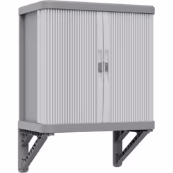 Rolling Space Wall Cab, Armadio da Muro con Due Antine Scorrevoli, da Esterno e da Interno, 2 Ripiani Interni Modulabili, Grigio, in Plastica