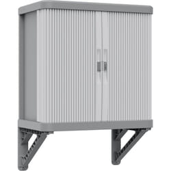 Rolling Space Wall Cab, Armadio da Muro con Due Antine Scorrevoli, da Esterno e da Interno, 2 Ripiani Interni Modulabili, Grigio, in Plastica