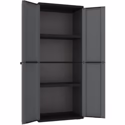 armadio j-base 268, in polipropilene. colore grigio scuro, 2 ripiani regolabili in altezza, chiusura a chiave. dimensioni 68  ...