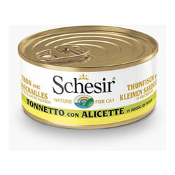 Gatto Brodo Lattina 70gr Tonnetto con Alicette in brodo di Pesce - Schesir