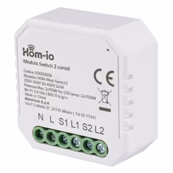 Modulo switch WiFi Hom-io per il controllo di illuminazione e dispositivi. Dotato di contatto pulito permette di pilotare car ...