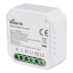 Melchioni - Modulo relè smart WiFI, 2 canali, 2x5A - Hom-io Hom-Mod-Switch2