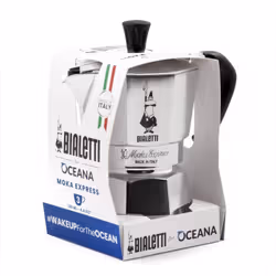 Caffettiera in alluminio con fascia. Pu³ essere utilizzata sia su fornelli a gas che su fornelli elettrici. Non lavare in in ...