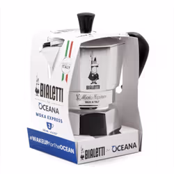 MOKA EXPRESS IN FASCIA Caffettiera in alluminio con fascia. Pu³ essere utilizzata sia su fornelli a gas che su fornelli elett ...