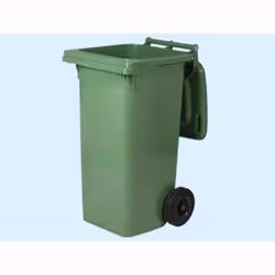 Bidone Pattumiera In Plastica Quadro Con Ruote Colore Verde 240 Lt.